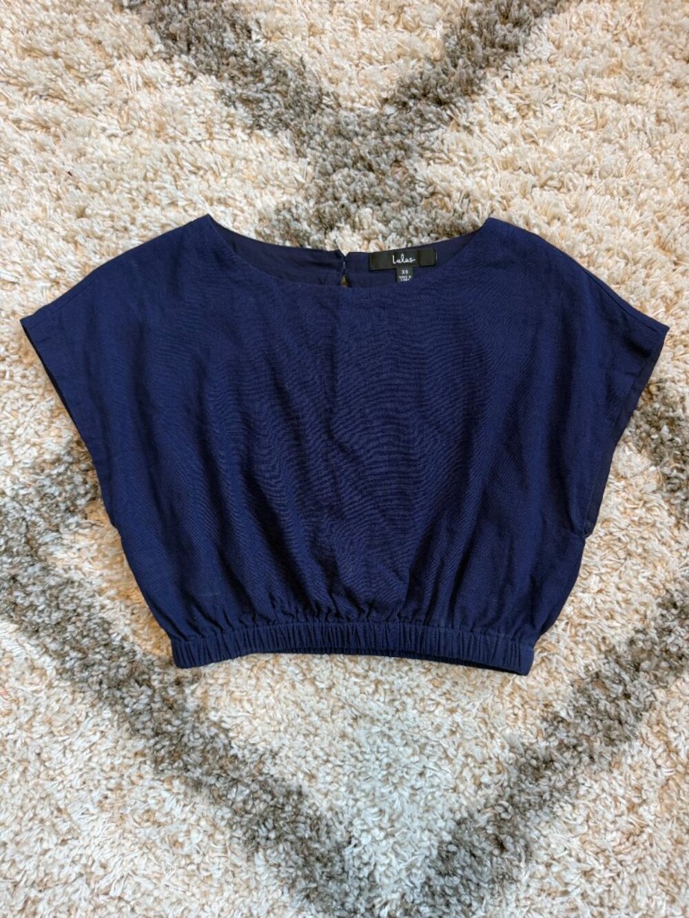 Lulus Navy Blue Banded Hem Crop Top - Size XS